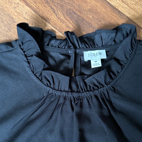 LOFT Black Ruffle Neck Blouse - Picture 2 of 5